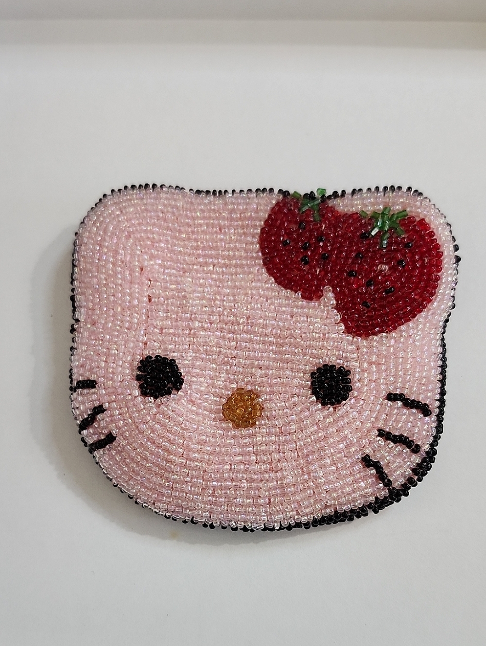 Hello Kitty Sanrio Beaded Coin Purse Woth Strawberries Y2k